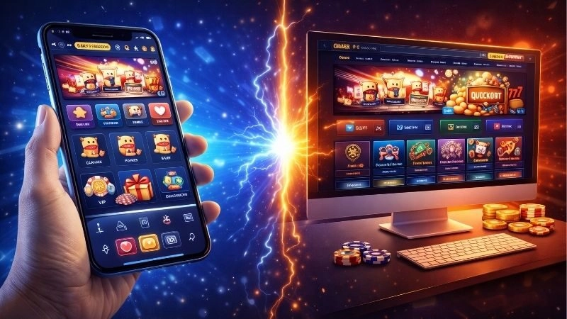 So sánh trải nghiệm chơi game bài trên App và Web